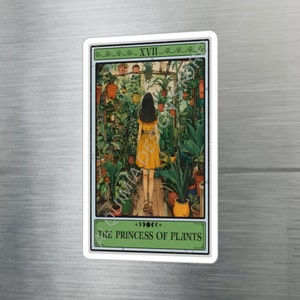 Pegatinas de plantas, pegatina de tarjeta del Tarot de la princesa de las plantas, pegatina de vinilo de 3 "x 4", pegatina impermeable resistente a los rayos UV para amantes de las plantas