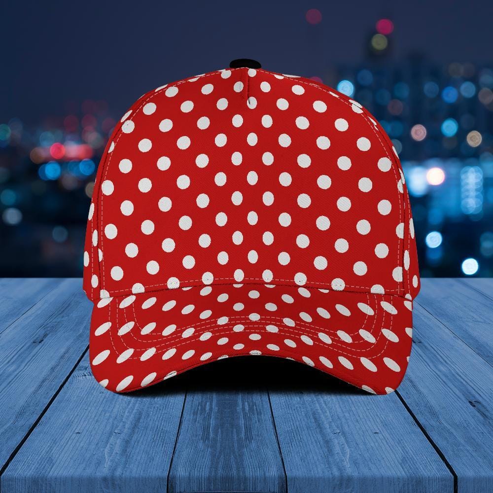 Red Polka Dot Cap, Red White Polka Dots Hat, Baseball Cap - Etsy display picture 3