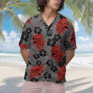 Skull Hawaiian Shirt, Screaming Skull Short-sleeve Hawaiian Shirt Skeleton Shirt