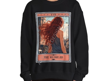 Redhead Tarot Card Sweatshirt: Red Hair Girl Crew Neck