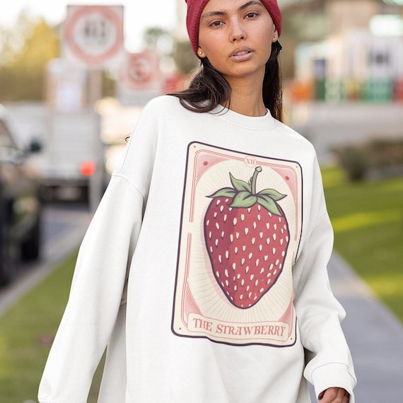 Strawberry Sweatshirt, The Strawberry Tarot Card Sweatshirt, Strawberry Lover Gifts