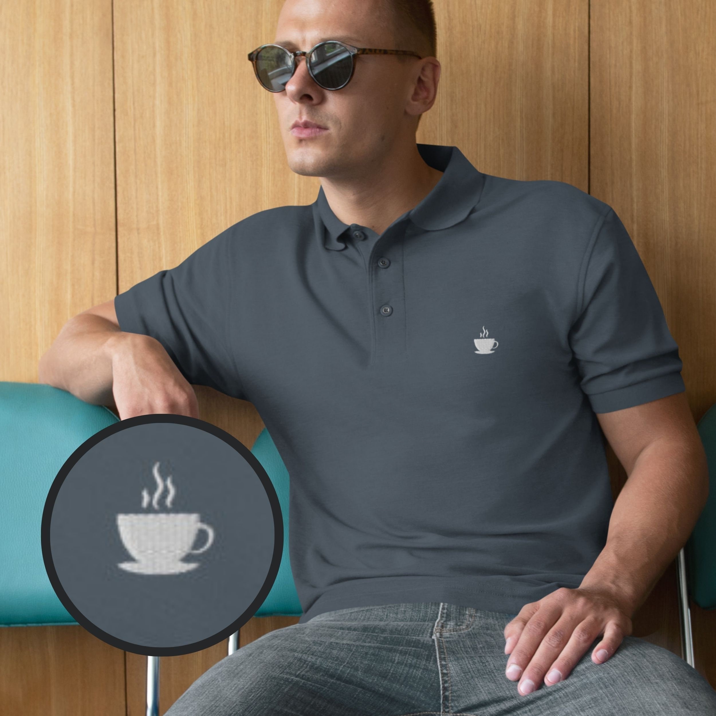 Coffee Shirt for Men, Coffee Polo Shirt, Coffee Lover Golf Shirt