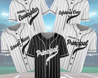 Personalized School Staff Baseball Jersey: Custom Name & Number