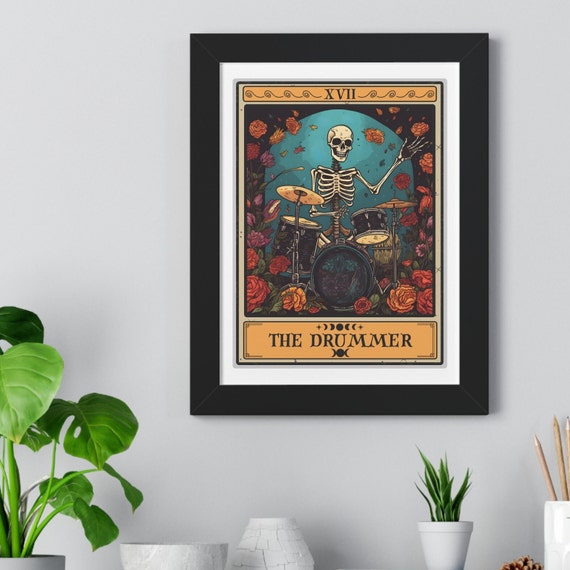 Drum Wall Art the Drummer Tarot Card Framed Print Drummer Wall Art Drums Art Print Drummer Gift for Drum Player Etsy Canada