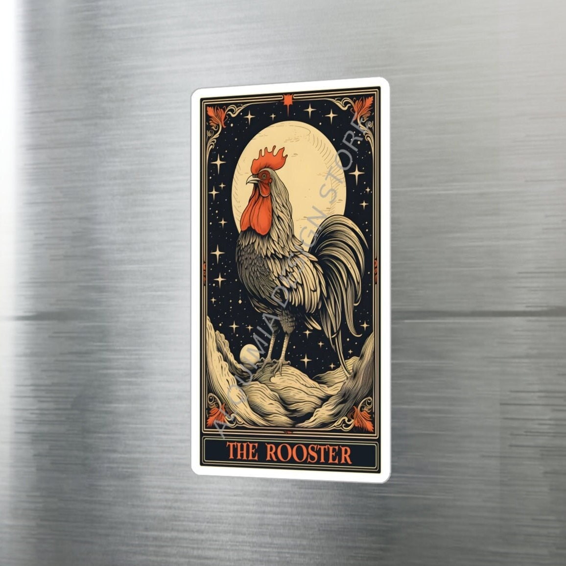 Rooster Stickers, The Rooster Tarot Card Sticker Vinyl Sticker Waterproof UV Resistant Rooster Lover Laptop Sticker Chicken Sticker