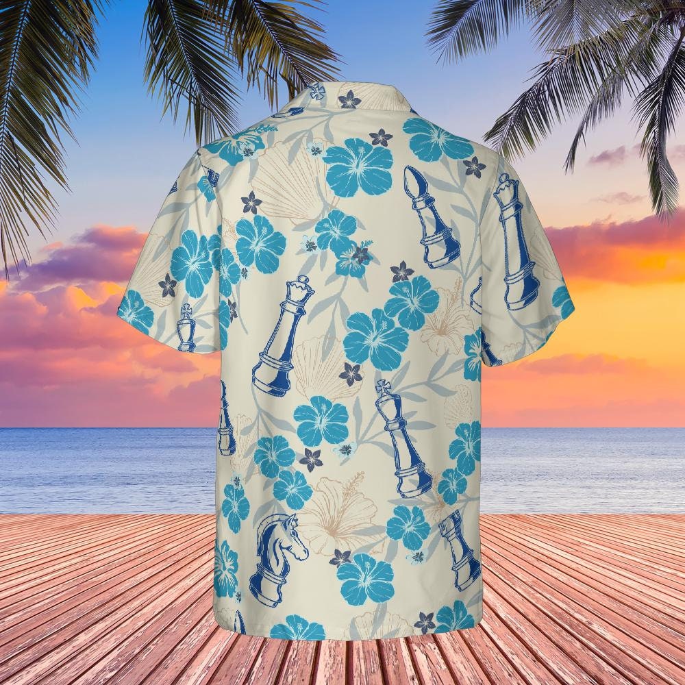 VISESUNNY Men's Fun Hawaiian Shirt - Chess & Checker Print Button Down For Summer, Beach, Vacation