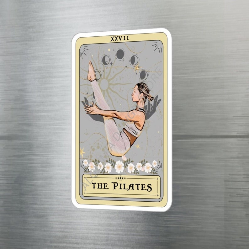 Pegatinas de Pilates, Carta del Tarot de Pilates, Vinilo de 7,6 x 10 cm, Resistente al agua y a los rayos UV. imagen 1