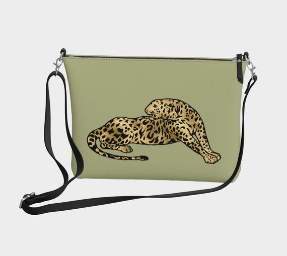 Suzanna Leopard on Chartreuse Vegan Leather Crossbody Purse