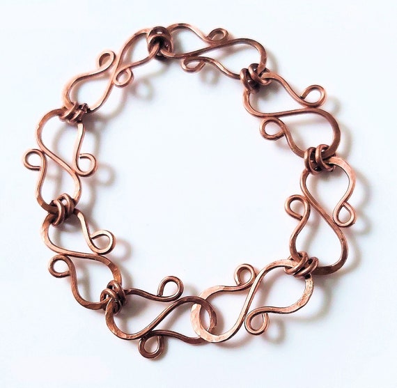 Hammered Copper S Link Bracelet OOAK
