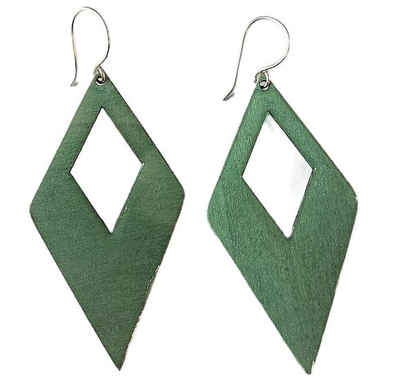 Feather-Light Soft Green Watercolors on Wood & Resin Earrings