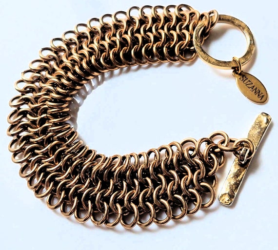 Brass European 4 in 1 Chain Maille Cuff Bracelet