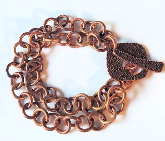 Bronze 1-in-1 Chain w/Antique Copper Toggle Clasp Bracelet