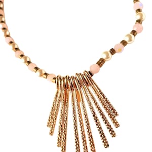 Peach Opal AB Crystal Bead & Swarovski Cream-Rose Crystal Pearl Choker