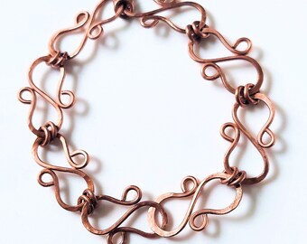 Hammered Copper S Link Bracelet