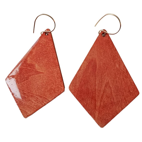 Copper Watercolors on Wood & Resin Earrings