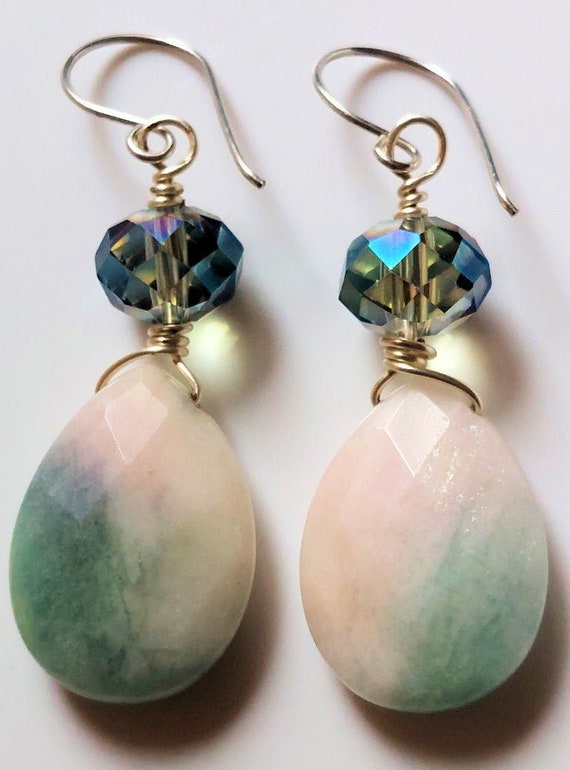 Amazonite & Crystal Earrings