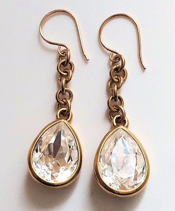 Swarovski Crystals on Brass Chains Earrings