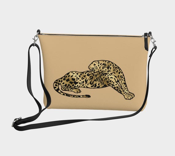 Suzanna Leopard on Golden Vanilla Vegan Leather Crossbody Purse