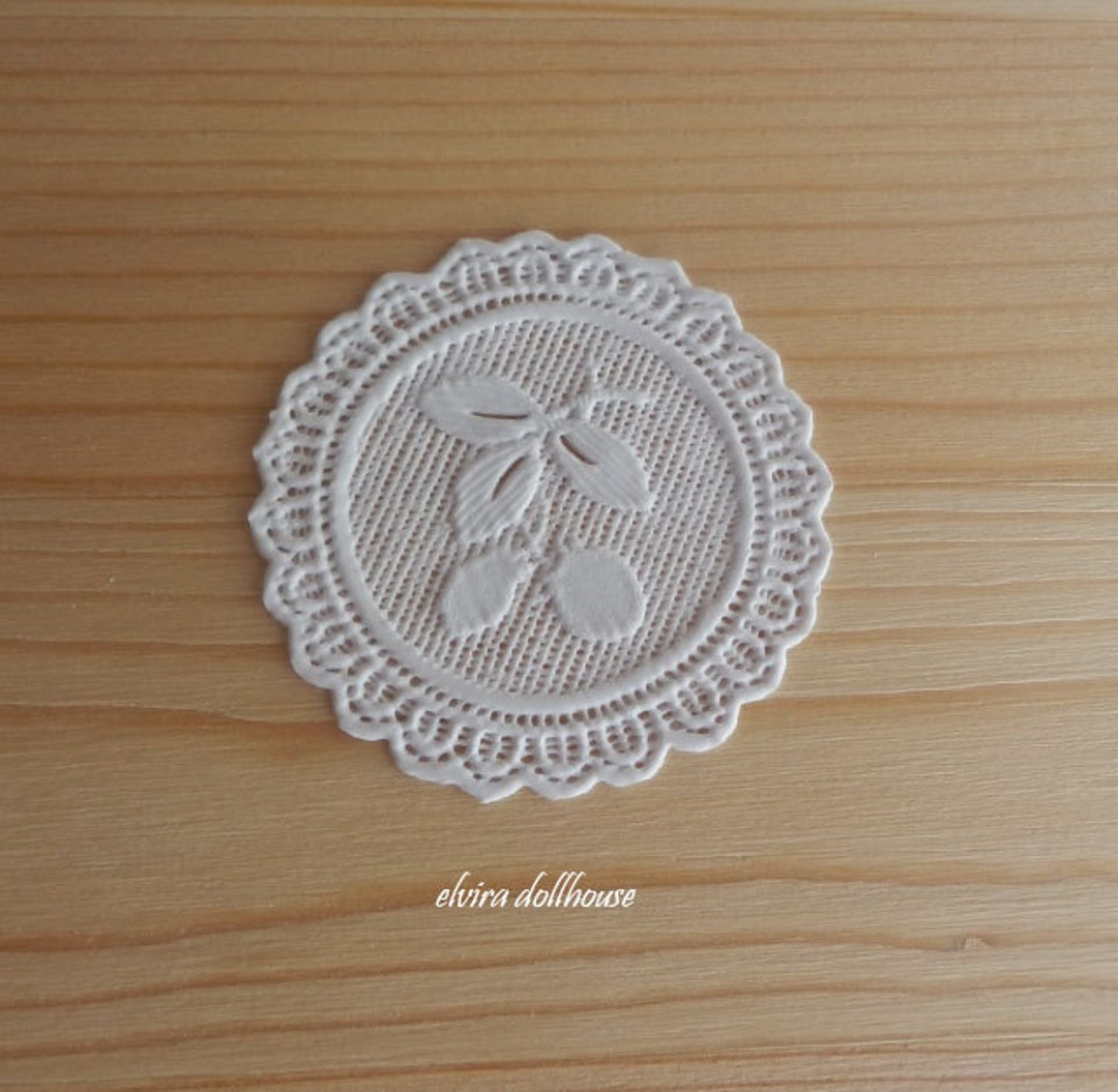 Six White Vinyl Lace Doilies Dollhouse Miniature 112 Scale Etsy
