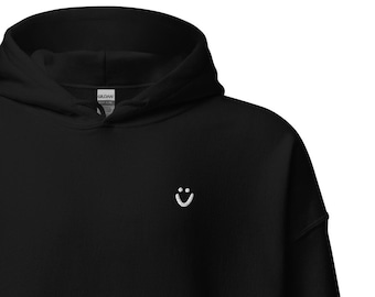 You Got This Embroidered Sleeve Smiley Hoodie, White Letters