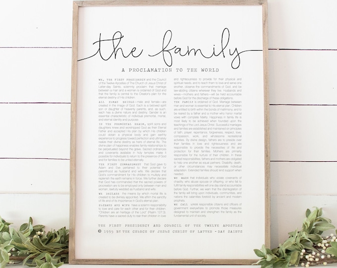 The Family Proclamation, The Church Of Jesus Christ of Latter-Day Saints, Beautiful Wall Print 8x10, 11x14, 16x20, 24x36