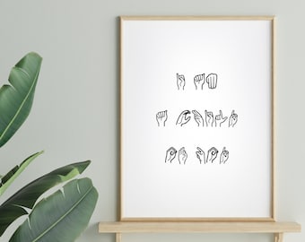 ASL I am a Child of God Digital Download, Printable, American Sign Language Poster, LDS Primary Song, Children's Room Decor