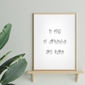 ASL Eu sou um filho de Deus, download digital, para impressão, pôster em linguagem de sinais americana, música primária SUD, decoração de quarto infantil