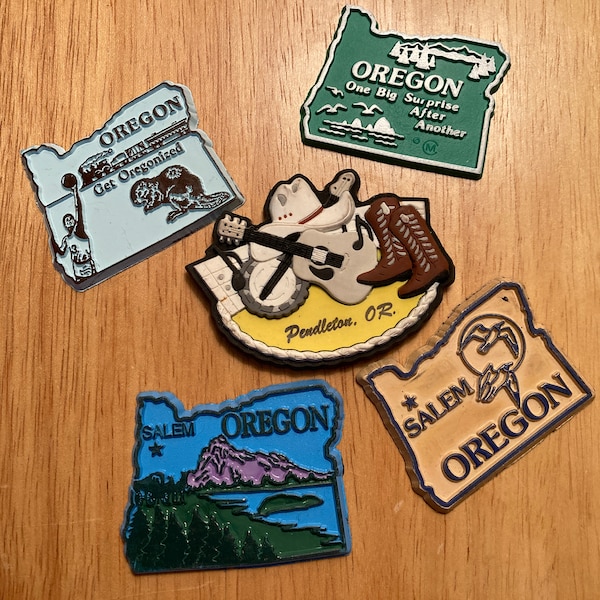 Your Choice of ONE Vintage Modern Refrigerator Magnet State Souvenir Rubber Plastic USA Travel Your Choice Oregon OR Salem