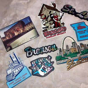 Choice Vintage Modern Refrigerator Magnet State Souvenir Rubber Plastic USA Travel Missouri MO St. Louis Branson Kansas City Boomland