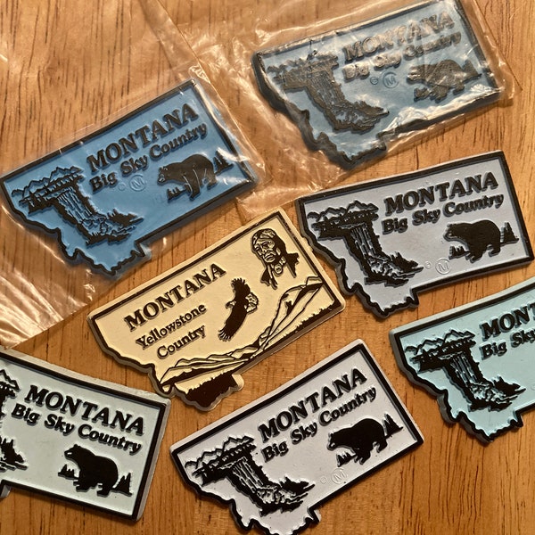 Choice of One Vintage Modern Refrigerator Magnet State Souvenir Rubber Plastic USA Travel Montana MT Big Sky Country