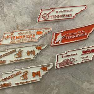 Your Choice of ONE Vintage Modern Refrigerator Magnet State Souvenir Rubber Plastic USA Travel Tennessee TN Nashville The Volunteer State