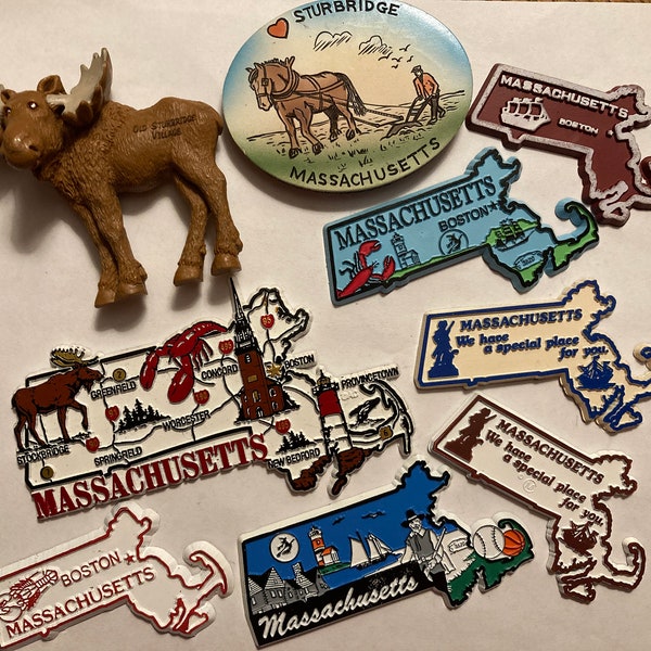 Choice of ONE Vintage Modern Refrigerator Magnet State Souvenir Rubber Plastic USA Travel Massachusetts MA Martha's Vineyard Old Sturbridge