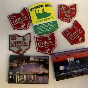 Your Choice of ONE Vintage Modern Refrigerator Magnet State Souvenir Rubber Plastic USA Travel Ohio OH The Buckeye State Columbus Cleveland Stock Photo