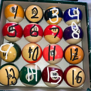 Your Choice of ONE Vintage to Modern Used Replacement Billiard Balls Pool Table Ball Upcycle Bar Man Cave Game Room Decor Art Crafts GW67