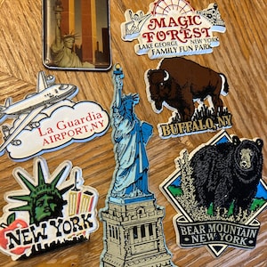 Choice of ONE Vintage Modern Refrigerator Magnet State Souvenir Rubber Plastic USA New York NY La Guardia Letchworth Buffalo Ellis Island