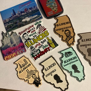 Choice of ONE Vintage Modern Refrigerator Magnet State Souvenir Rubber Plastic USA Travel  Illinois Il Land Of Lincoln Chicago