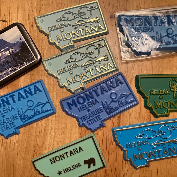 Choice of One Vintage Modern Refrigerator Magnet State Souvenir Rubber Plastic USA Travel Montana MT Big Sky Country Helena