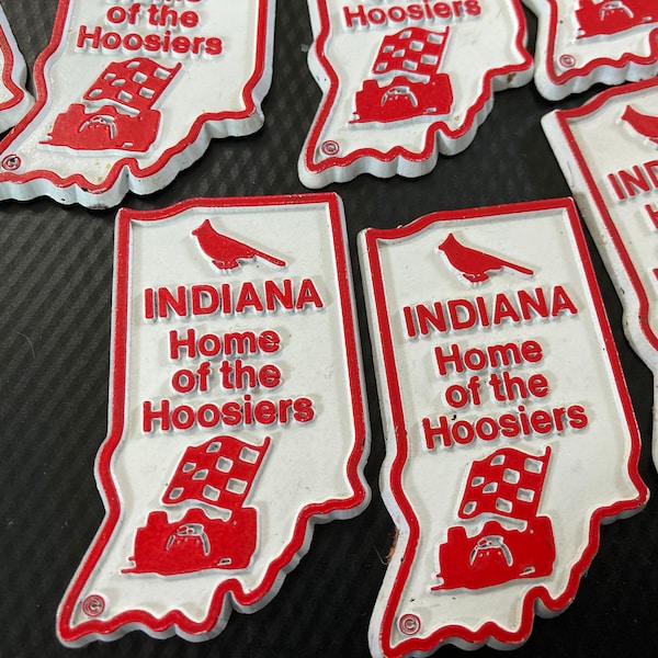 ONE Vintage Action Packets Inc Rubber Refrigerator Magnet State Souvenir USA Travel Indiana IN Home of the Hoosiers MK119