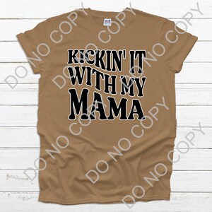 Kickin&#39; it with my Mama SVG - retro svg - mama&#39;s boy - boy svg - checkered shirt - retro boy shirt - kickin&#39; it shirt