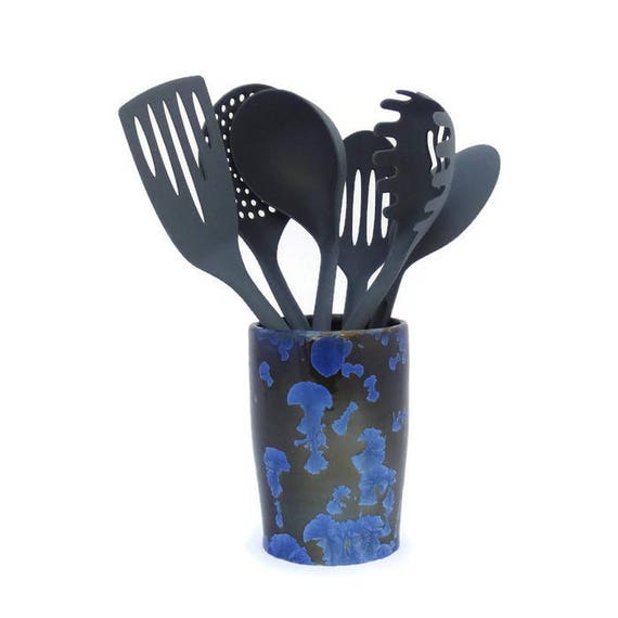 Ceramic Utensil Organiser Or Vase Crystal Glazed Australian Etsy