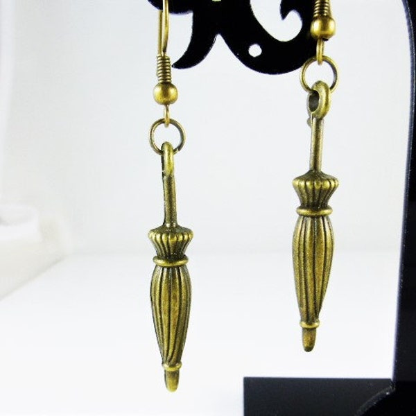 Cute Umbrella Drop Earrings in Antique Bronze, Steampunk, Jewellery, Jewelry, Gift