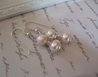 Stunning Solid Sterling Silver Freshwater Pearl Earrings, Sterling Silver Earrings, Handmade Jewellery, Jewelry, Gift, Bridal, UK Seller