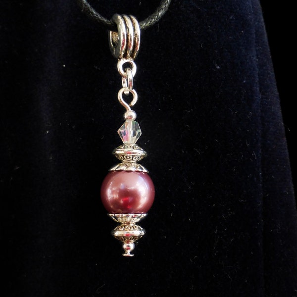Dusky Rose Pink Shell Pearl & Crystal Pendant Necklace Choker Pendant 18" Length, Handmade,  FREE UK Postage