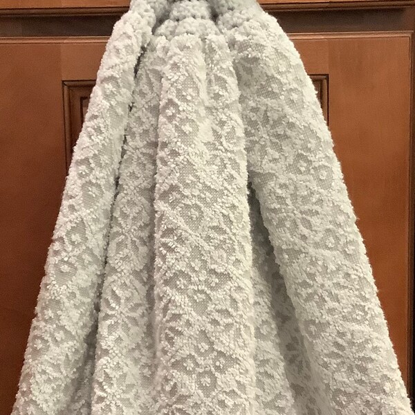 Double kitchen towel very heavy extra wide cotton floral garden crocheted gray top pattern same other side