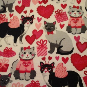 Double kitchen towel black gray cute valentine cats in costums hearts presents crocheted red top. Pattern upside down other side image 2