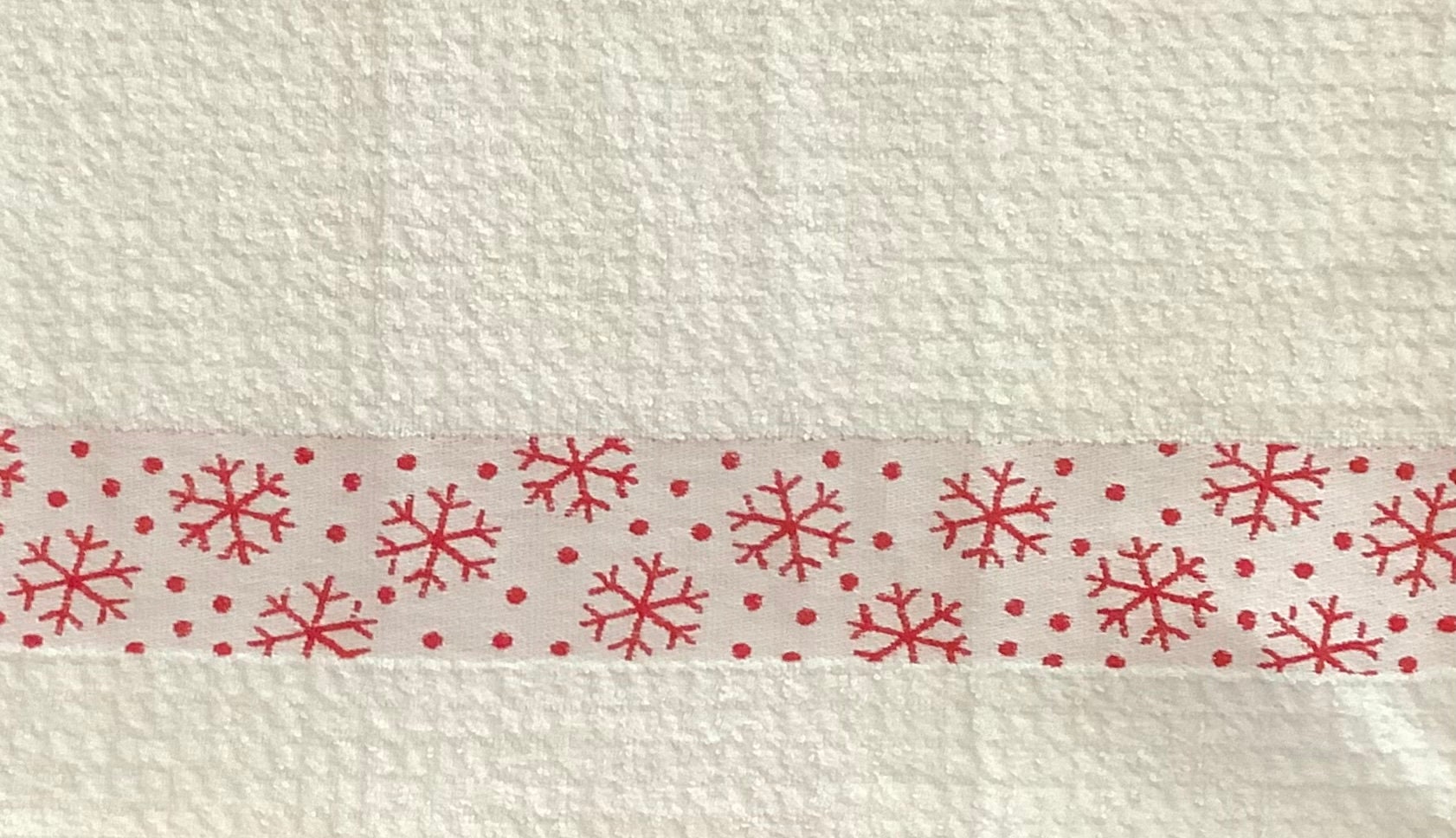 Double kitchen towel xmas winter polar bears snowflakes crocheted red top 