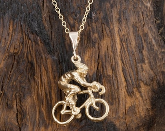 Cyclist Pendant in Solid Gold.