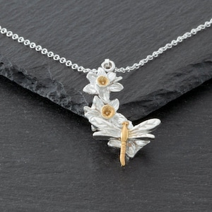 Daffodils and Dragonfly Necklace.