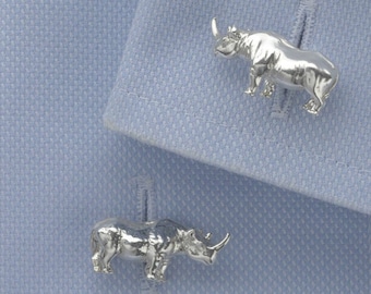 Rhinoceros Cufflinks in Sterling Silver