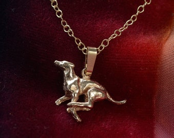 Running Greyhound Pendant in Solid Gold